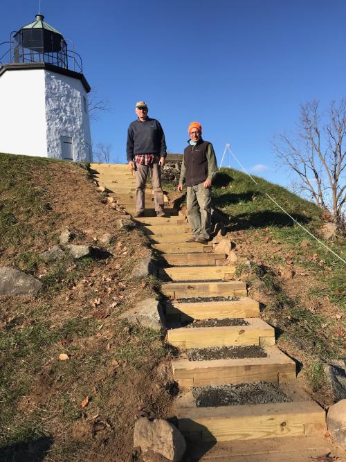 West Hudson South Trail Crew working on the steps at Stony Point State Historic SIte.