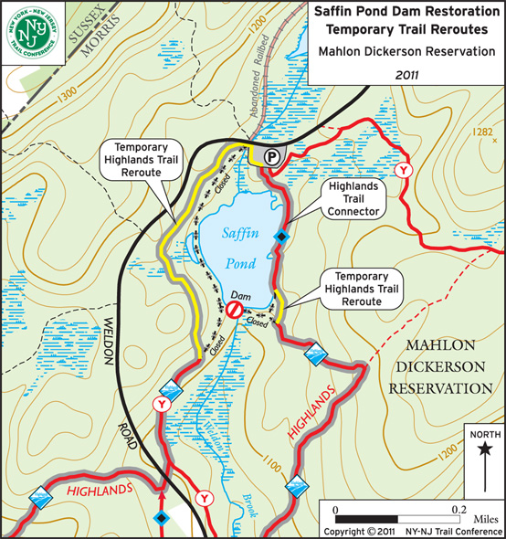 Saffin Pond Dam Restoration Temporary Trail Reroutes
